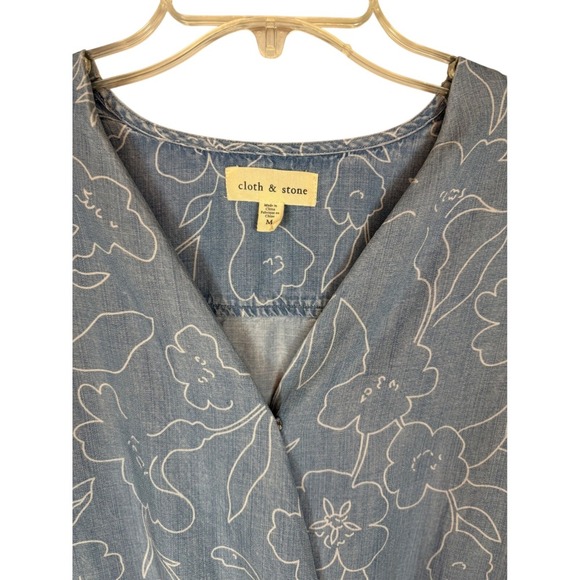 Cloth & Stone Anthropologie Chambray Shorts Romper, Size Medium - Picture 10 of 10